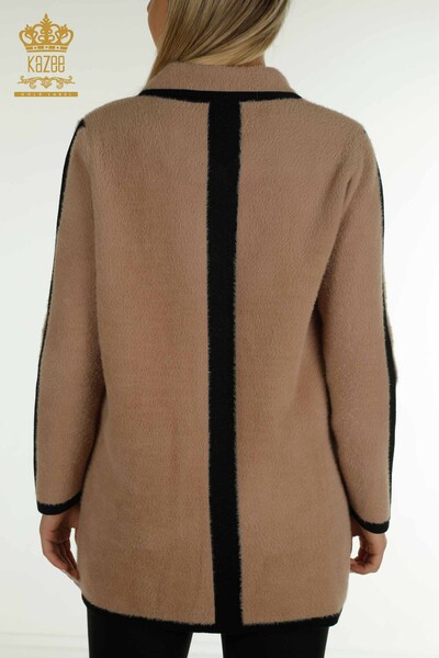 فروش عمده ژاکت کش باف پشمی زنانه - دکمه دار - آنگورا - راسو - 30444 | KAZEE - Thumbnail