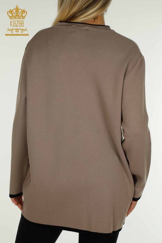 فروش عمده ژاکت کش باف پشمی زنانه - دکمه دار - جیبی - راسو - 30148 | KAZEE