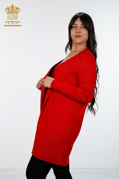فروش عمده ژاکت کش باف پشمی زنانه - طرح دار - بلند - ویسکوز - 15440 | KAZEE - Thumbnail