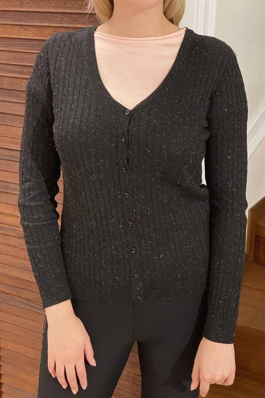 فروش عمده ژاکت کش باف پشمی زنانه - بافتنی - دکمه دار - کوتاه - 15236 | KAZEE