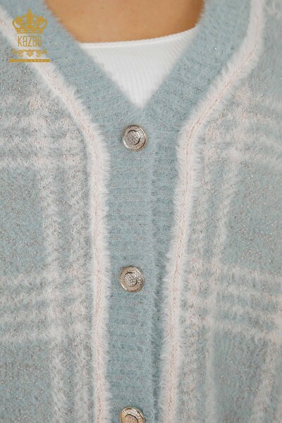 فروش عمده ژاکت کش باف پشمی زنانه - دو رنگ - آنگورا - آبی روشن - 30177 | KAZEE - Thumbnail