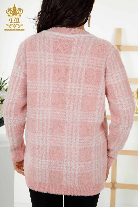 فروش عمده ژاکت کش باف پشمی زنانه - دو رنگ - آنگورا - پودری - 30177 | KAZEE