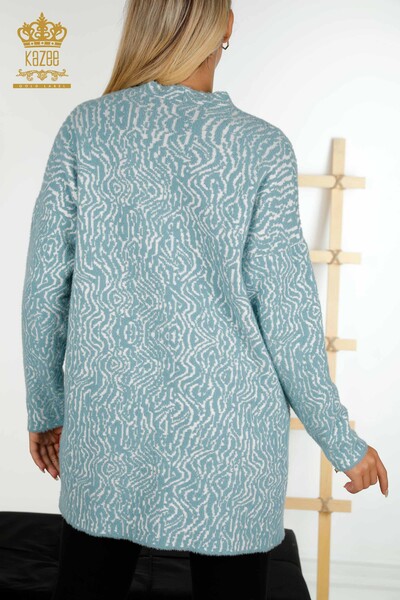 فروش عمده ژاکت کش باف پشمی زنانه - دو رنگ - آبی - 30121 | KAZEE - Thumbnail