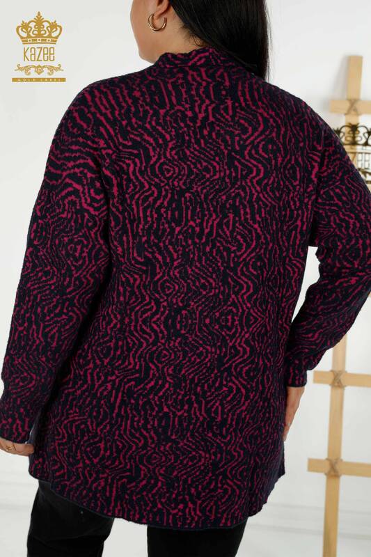 فروش عمده ژاکت کش باف پشمی زنانه - دو رنگ - بنفش - 30121 | KAZEE