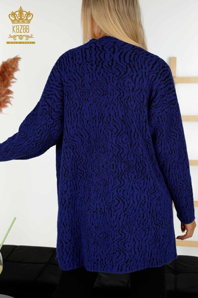 فروش عمده ژاکت کش باف پشمی زنانه - دو رنگ - ساکس - 30121 | KAZEE - Thumbnail