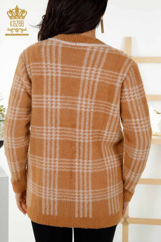 فروش عمده ژاکت کش باف پشمی زنانه - دو رنگ - آنگورا - بژ - 30177 | KAZEE