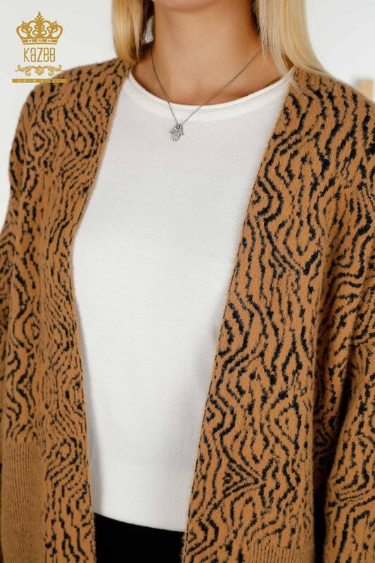 فروش عمده ژاکت کش باف پشمی زنانه - دو رنگ - قهوه ای - 30121 | KAZEE