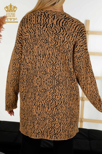 فروش عمده ژاکت کش باف پشمی زنانه - دو رنگ - قهوه ای - 30121 | KAZEE - Thumbnail