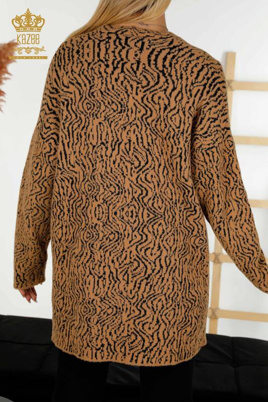 فروش عمده ژاکت کش باف پشمی زنانه - دو رنگ - قهوه ای - 30121 | KAZEE