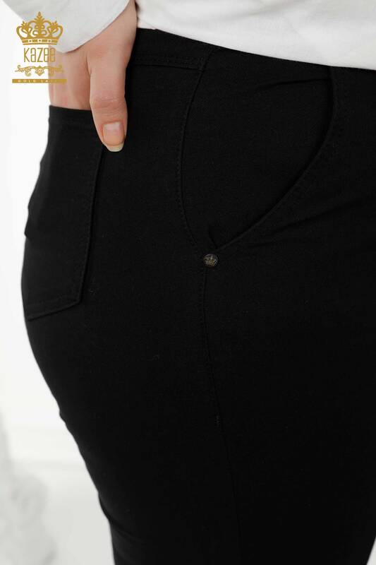 فروش عمده شلوار جین زنانه مشکی کمربند - 3468 | KAZEE