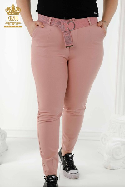 فروش عمده شلوار جین زنانه با کمربند رز خشک - 3468 | KAZEE - Thumbnail