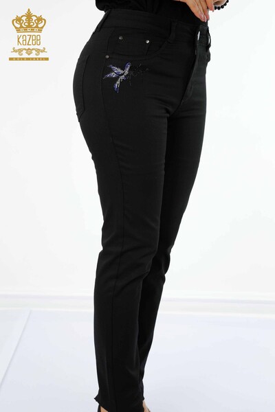 فروش عمده شلوار جین زنانه - طرح پرنده - مشکی - 3603 | KAZEE - Thumbnail