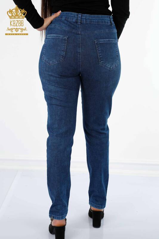 فروش عمده شلوار جین زنانه - طرح گل - سنگ دوزی - 3497 | KAZEE