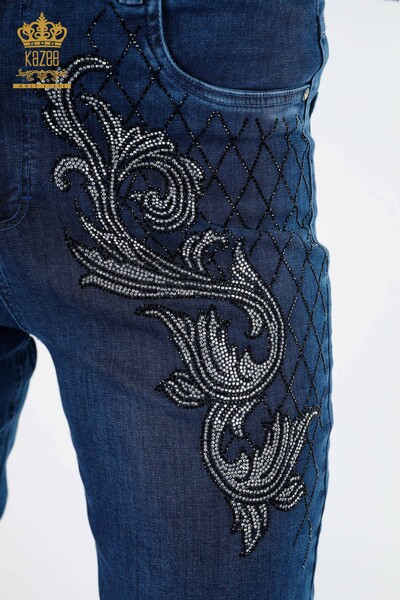 فروش عمده شلوار جین زنانه - طرح دار - سنگ دوزی - خط مشروح - 3542 | KAZEE - Thumbnail