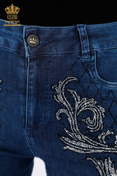 فروش عمده شلوار جین زنانه - طرح دار - سنگ دوزی - خط مشروح - 3542 | KAZEE - Thumbnail