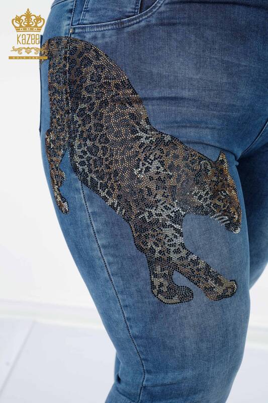 فروش عمده شلوار جین زنانه - ببر - طرح دار - آبی - 3294 | KAZEE