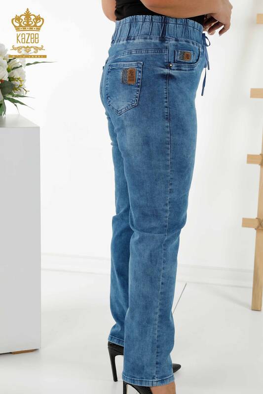 فروش عمده شلوار جین زنانه - کمر - کش - آبی - 3698 | KAZEE