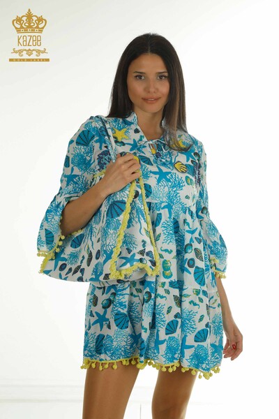 فروش عمده لباس زنانه - جزییات کیف - آبی - 2402-211282 | S&M - Thumbnail