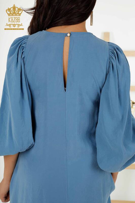 فروش عمده لباس زنانه - آستین بادکنکی - آبی - 20329 | KAZEE