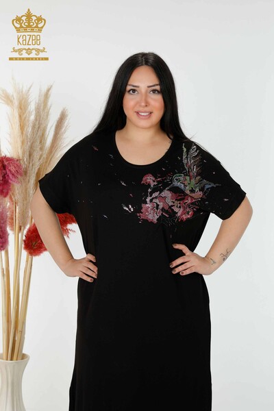 Kazee - فروش عمده لباس زنانه طرح پرنده مشکی - 7735 | KAZEE (1)