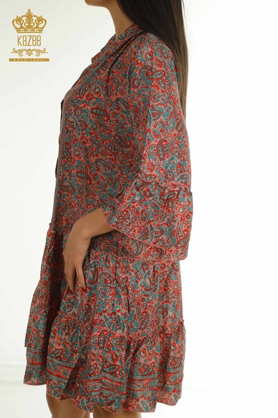 فروش عمده لباس زنانه - دکمه دار - قرمز - مدل 2404-32 | D - Thumbnail