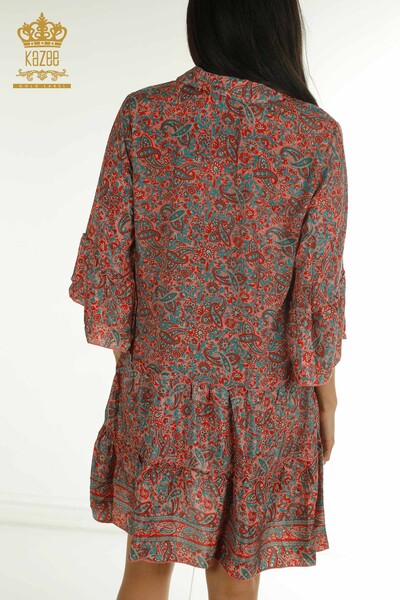فروش عمده لباس زنانه - دکمه دار - قرمز - مدل 2404-32 | D - Thumbnail