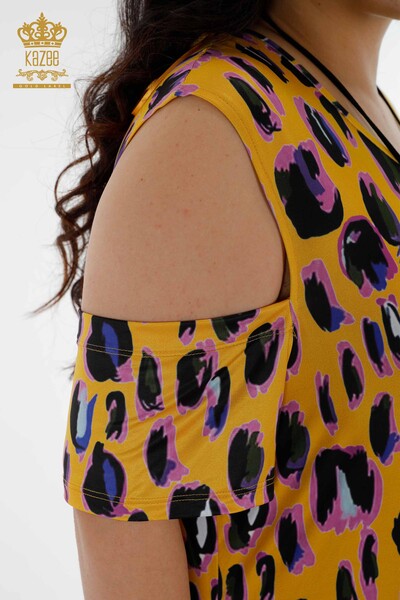 فروش عمده لباس زنانه - رنگارنگ - طرح پلنگی - زعفرانی - 77794 | KAZEE - Thumbnail