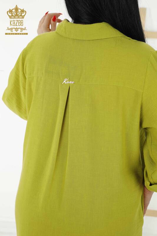 فروش عمده لباس زنانه نیم دکمه سبز - 20385 | KAZEE