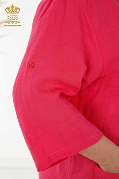فروش عمده لباس زنانه - دو جیب - فوشیا - 20404 | KAZEE - Thumbnail