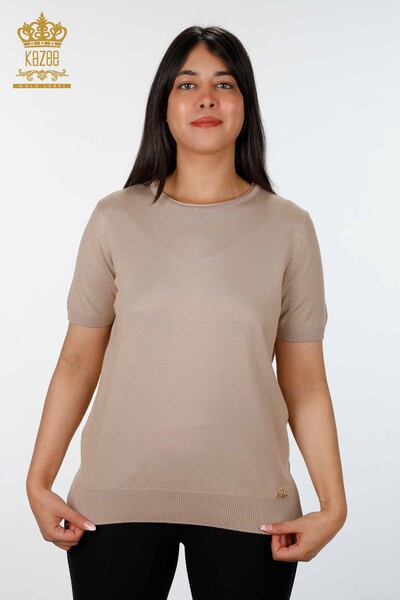 فروش عمده لباس بافتنی زنانه پایه آستین کوتاه یقه گرد ویسکوز - 16271 | KAZEE - Thumbnail