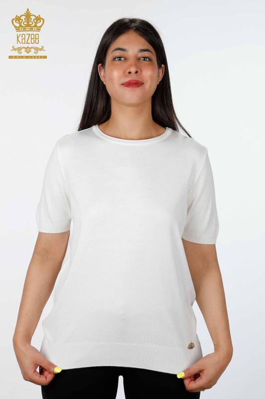 فروش عمده لباس بافتنی زنانه پایه آستین کوتاه یقه گرد ویسکوز - 16271 | KAZEE