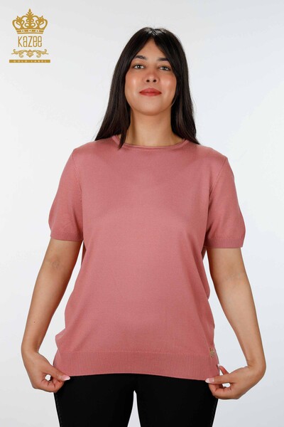 فروش عمده لباس بافتنی زنانه پایه آستین کوتاه یقه گرد ویسکوز - 16271 | KAZEE - Thumbnail