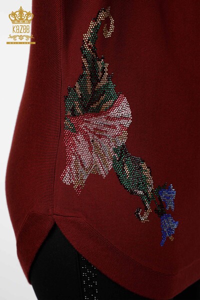 فروش عمده لباس بافتنی زنانه آستین خفاشی گل سنگ دوزی شده - 16190 | KAZEE - Thumbnail