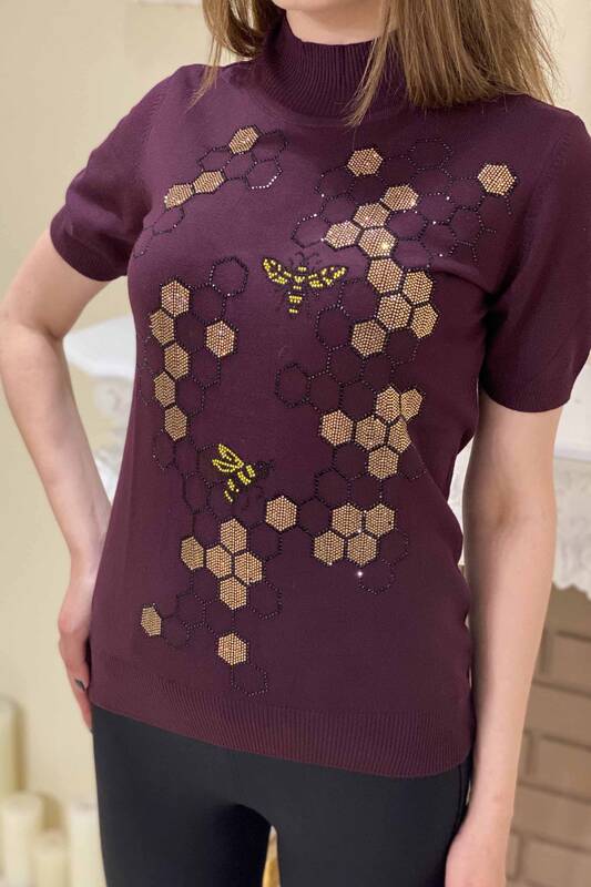 فروش عمده لباس بافتنی زنانه - فیگور زنبور - سنگ دوزی - 15880 | KAZEE