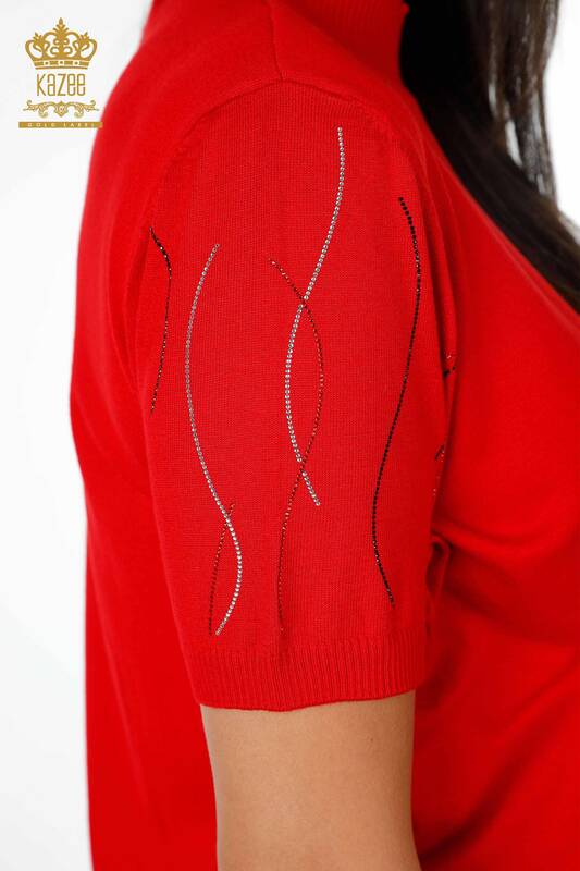 فروش عمده لباس بافتنی زنانه طرح آستین خط راه راه سنگ دوزی - 16898 | KAZEE