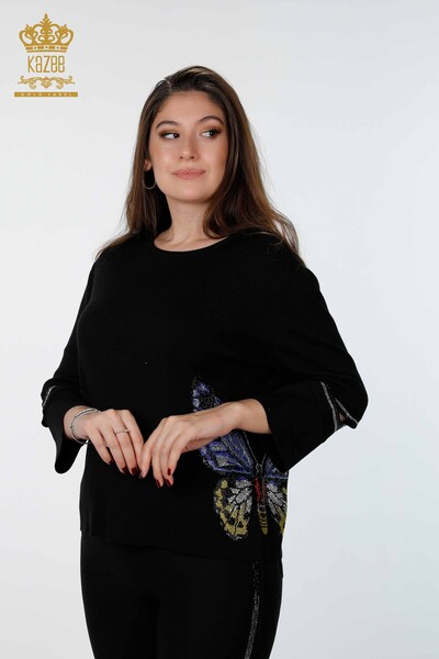 فروش عمده لباس بافتنی زنانه - طرح پروانه - سنگ دوزی - ویسکوز - 16474 | KAZEE - Thumbnail