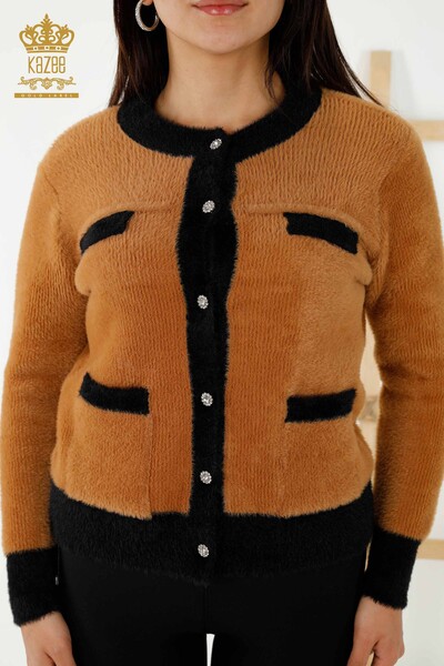 فروش عمده ژاکت بافتنی زنانه - آنگورا - دکمه دار - برنزه - 30094 | KAZEE - Thumbnail