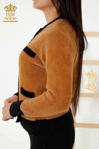 فروش عمده ژاکت بافتنی زنانه - آنگورا - دکمه دار - برنزه - 30094 | KAZEE - Thumbnail