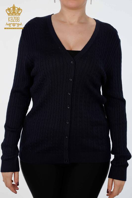 فروش عمده ژاکت بافتنی زنانه - دکمه دار - بلند - ویسکوز - 15661 | KAZEE