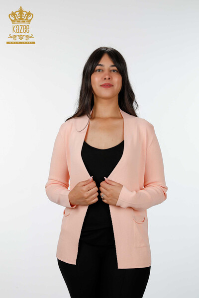 فروش عمده ژاکت بافتنی زنانه - بلند - جیبی با جزئیات - ویسکوز - 15744 | KAZEE - Thumbnail