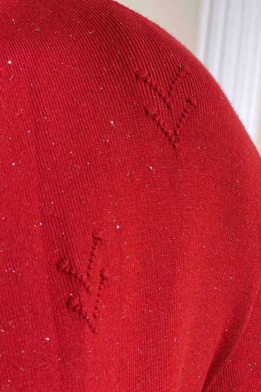 فروش عمده ژاکت بافتنی زنانه - براق - طرح دار - جیبی - 15435 | KAZEE
