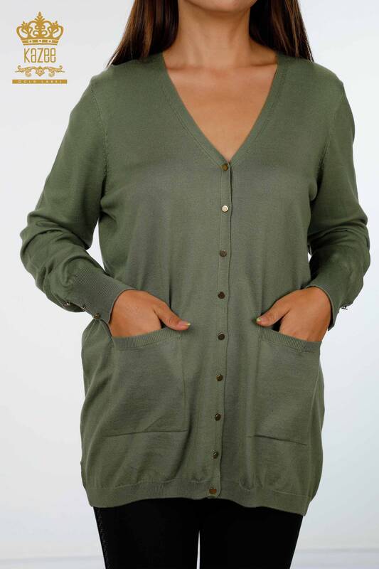فروش عمده ژاکت بافتنی زنانه - آستین - دکمه دار - ویسکوز - 15944 | KAZEE
