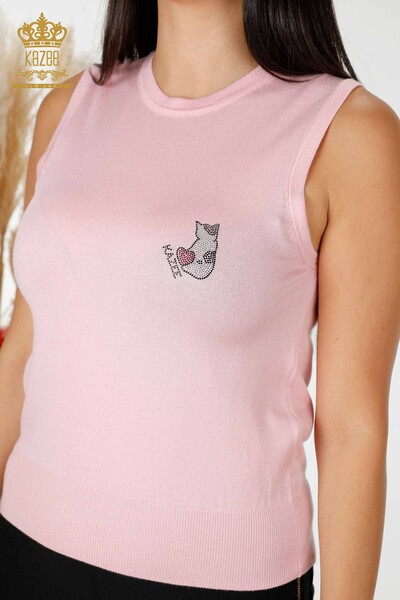 عمده فروشی لباس بافتنی زنانه گربه طرح دار بدون شرت صورتی-16902 / کازی - Thumbnail