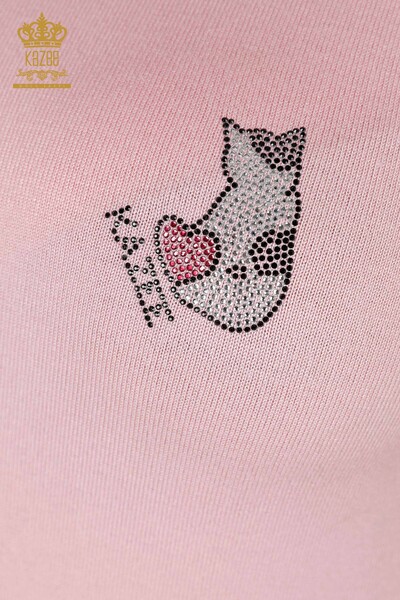 عمده فروشی لباس بافتنی زنانه گربه طرح دار بدون شرت صورتی-16902 / کازی - Thumbnail