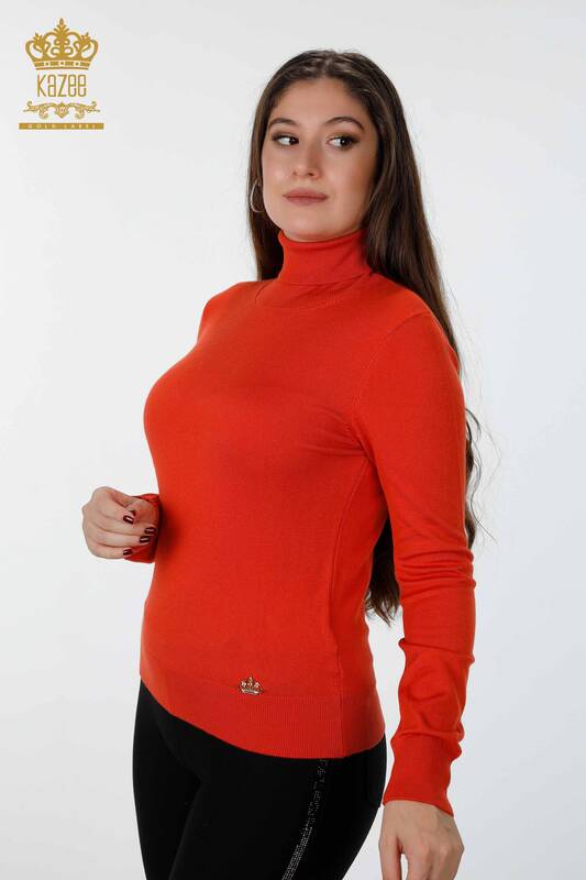 فروش عمده لباس بافتنی زنانه یقه اسکی آستین بلند ویسکوز بیسیک - 11122 | KAZEE