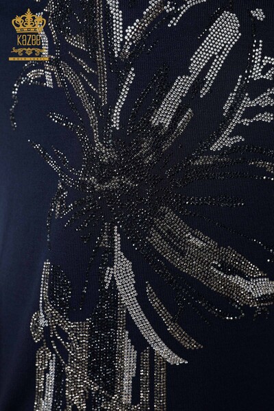 فروش عمده لباس بافتنی زنانه - طرح گل - مدل آمریکایی - سنگ دوزی - 16693 | KAZEE - Thumbnail