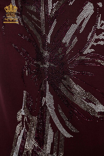 فروش عمده لباس بافتنی زنانه - طرح گل - مدل آمریکایی - سنگ دوزی - 16693 | KAZEE - Thumbnail