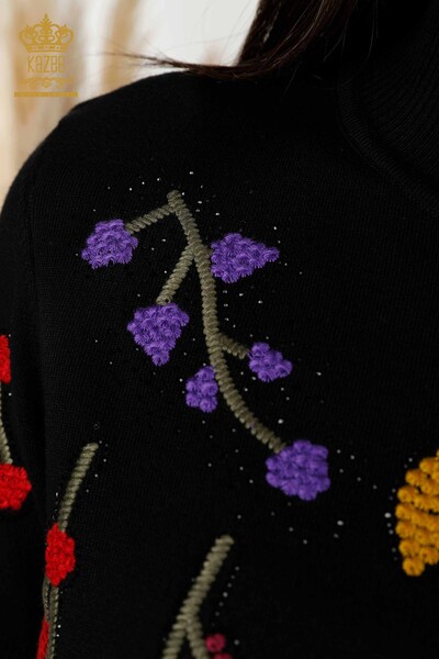 عمده فروشی لباس بافتنی زنانه طرح دار مشکی-16753 | کازی - 5