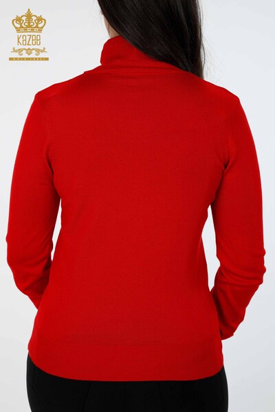فروش عمده لباس بافتنی زنانه آستین بلند یقه یقه بلند ویسکوز بیسیک - 11122 | KAZEE - Thumbnail