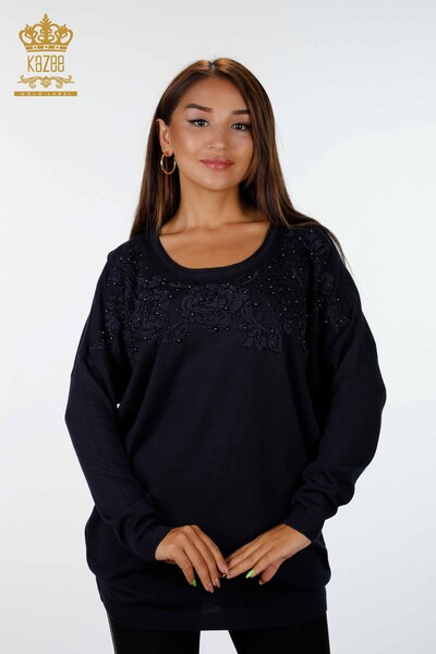 فروش عمده لباس بافتنی زنانه - طرح رز - سنگ دوزی - 16178 | KAZEE - Thumbnail
